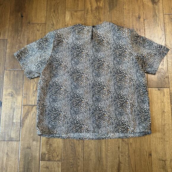 VTG Truffles Leopard Animal Print Short Sleeve Blouse Womens Sz XL Made in USA - Picture 6 of 6